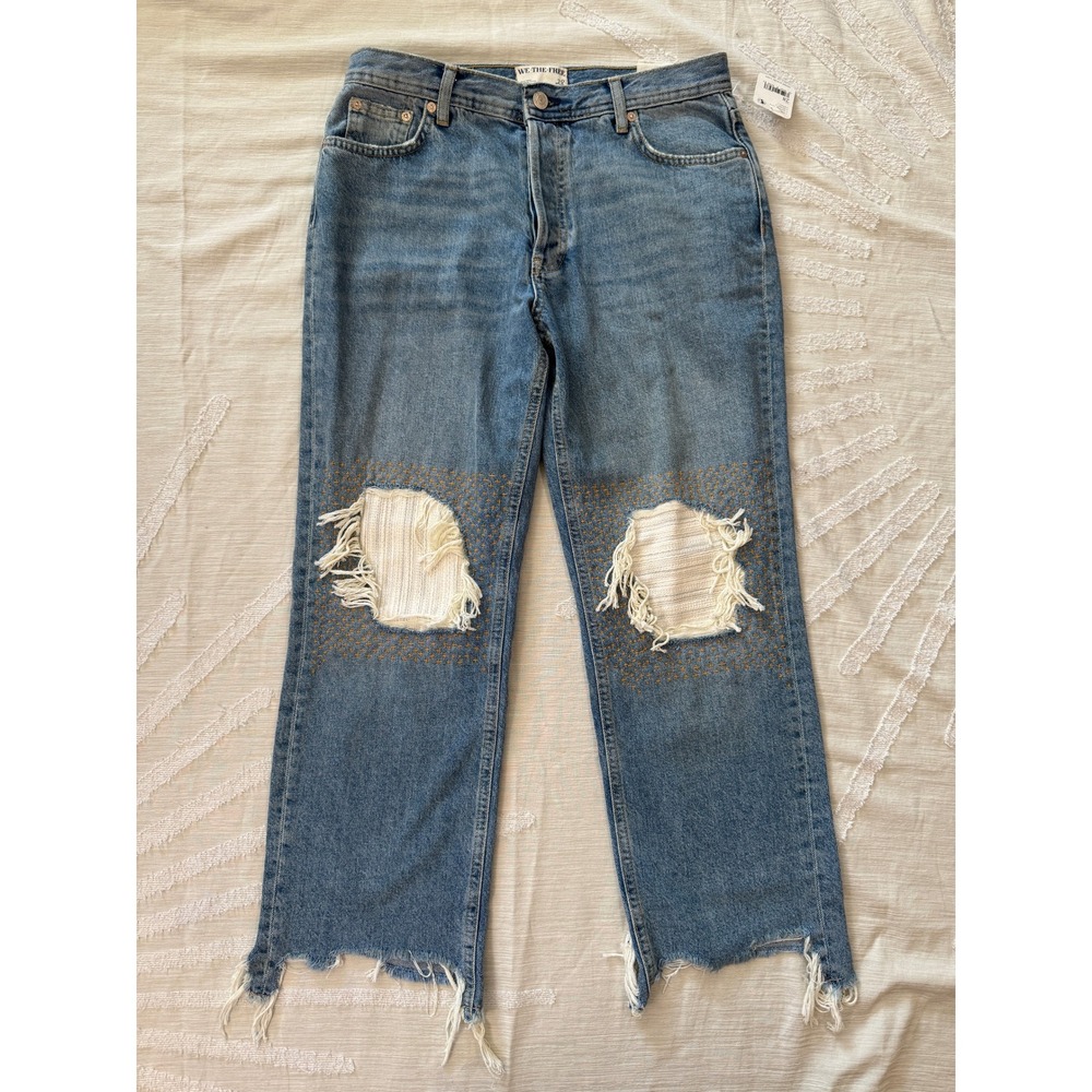 We The Free Womens 28 Aged to Perfection Crop Denim Jeams Distressed NWT - Picture 2 of 11